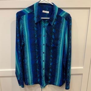 Like new: blue green snakeskin Equipment silk blouse